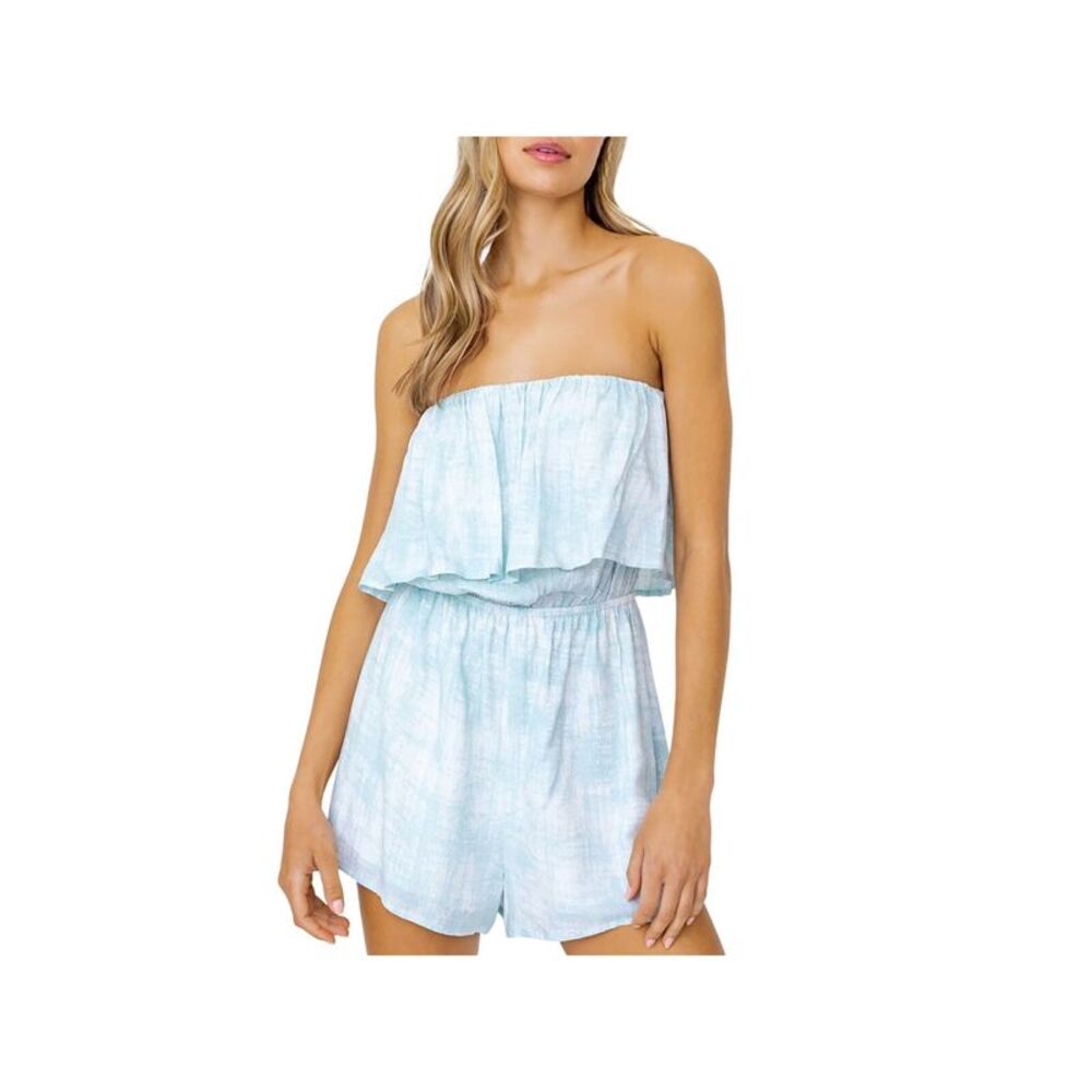 LELIS COLLECTION Womens Green Elastic Waist Sleeveless Strapless Romper M